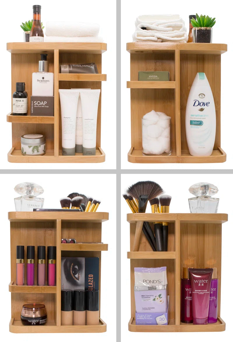 360 Degree Bamboo Rotating Makeup Organizer
