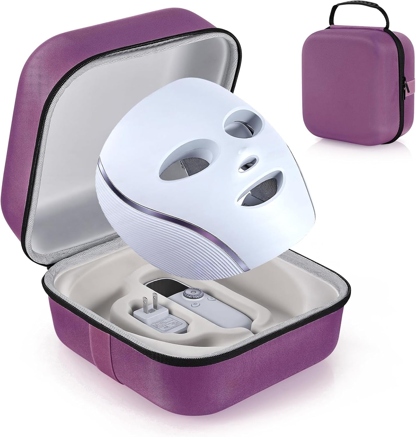 Face Mask Case Compatible with Shark Cryoglow LED Face Mask, Hard Shell Protective & Shock-Absorbing Fleece Lining EVA with Handle for Secure Storage, Travel Carrying (Magenta)