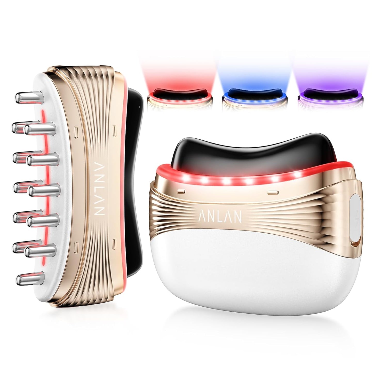 Electric Gua Sha, 2-In-1 Heated Natural Jade Massager with Vibration & Tri-Color LED Light, Rechargeable Facial Sculpting Contouring Tool for Face Neck, Ideal Gift for Women Home SPA