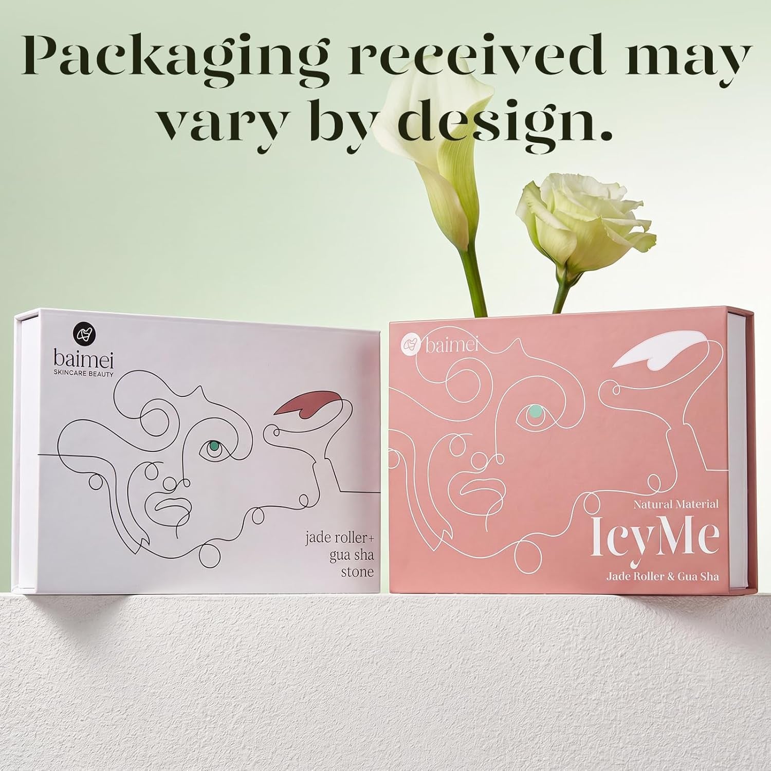 Icyme Jade Face Roller & Gua Sha, Facial Beauty Skin Care Tools, Self Care Gift for Men Women, Massager for Face, Eyes, Neck, Relieve Fine Lines and Wrinkles - Green