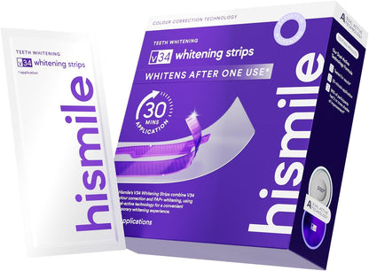 V34 Whitening Strips, Teeth Whitening Strips, Purple Tooth Whitening, Purple Whitening Strips, Tooth Stain Treatment, Combining Whitening and Colour Correction