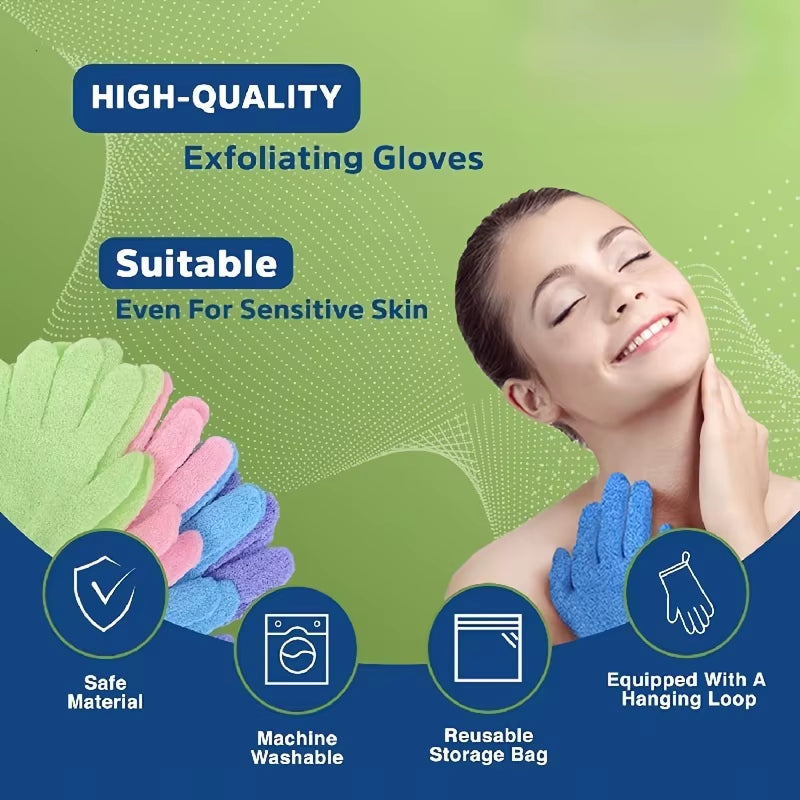 1-10Pcs Colourful Exfoliating Gloves, Bath Gloves for Shower, Double Sided Exfoliating Gloves, for Spa, Massage and Body Scrubs