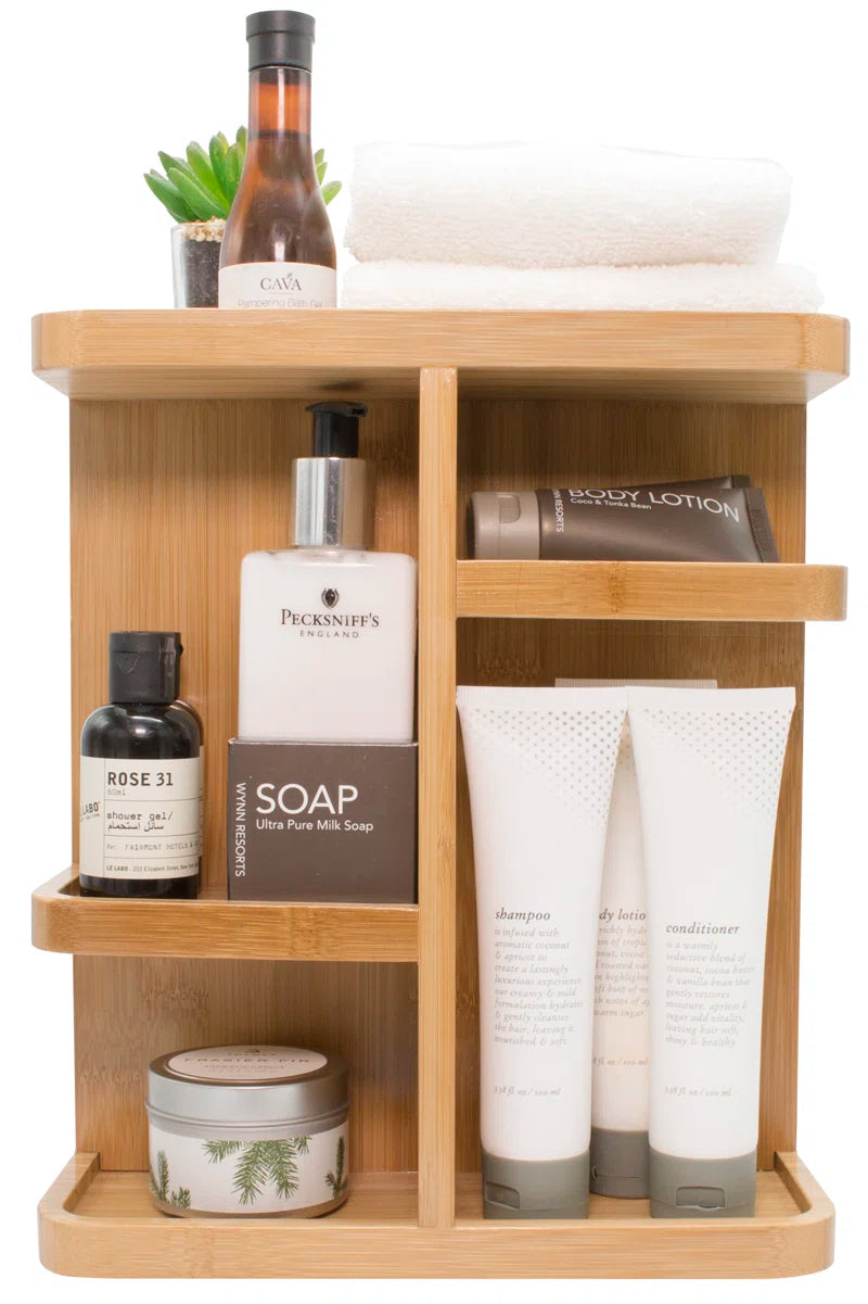360 Degree Bamboo Rotating Makeup Organizer
