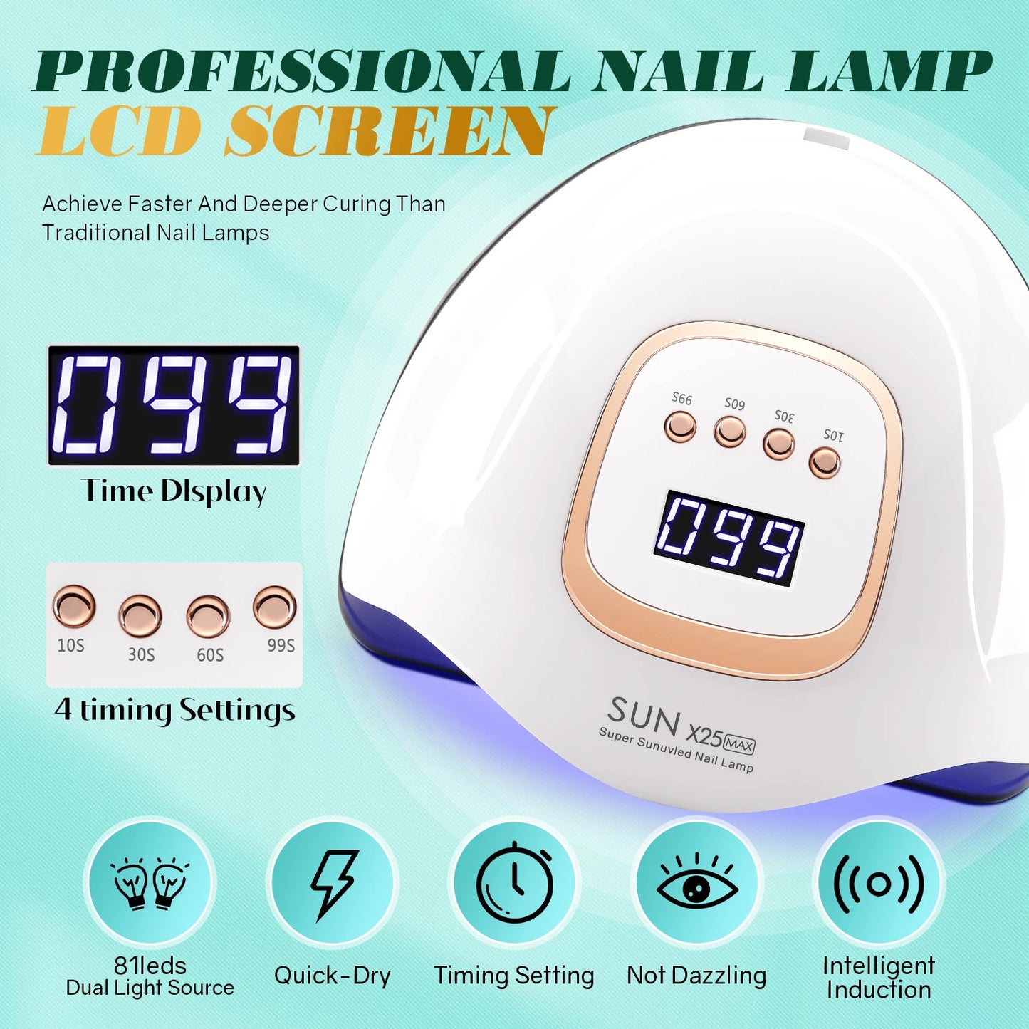 UV LED Nail Lamp 380W Nail Curing Lamps for Home Salon Powerful LED Drying Lamps for All Gel Polish Professional Nail Equipment