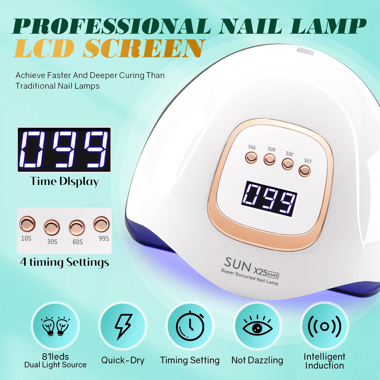 UV LED Nail Lamp 380W Nail Curing Lamps for Home Salon Powerful LED Drying Lamps for All Gel Polish Professional Nail Equipment