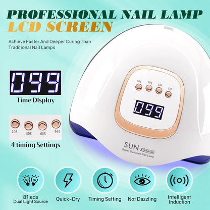 UV LED Nail Lamp 380W Nail Curing Lamps for Home Salon Powerful LED Drying Lamps for All Gel Polish Professional Nail Equipment