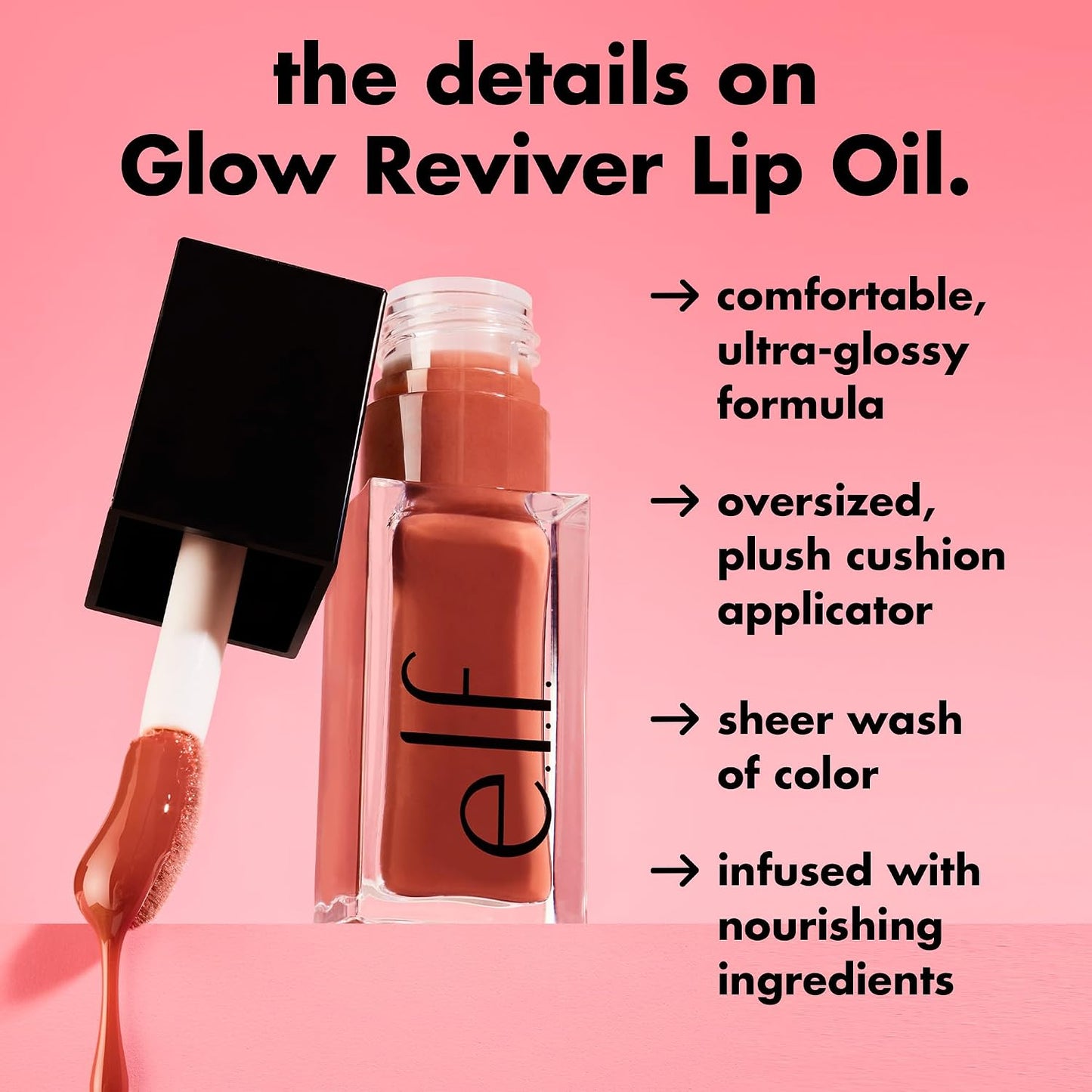 Glow Reviver Lip Oil, Nourishing Tinted Lip Oil for a High-Shine Finish, Infused with Jojoba Oil, Vegan & Cruelty-Free, Jam Session