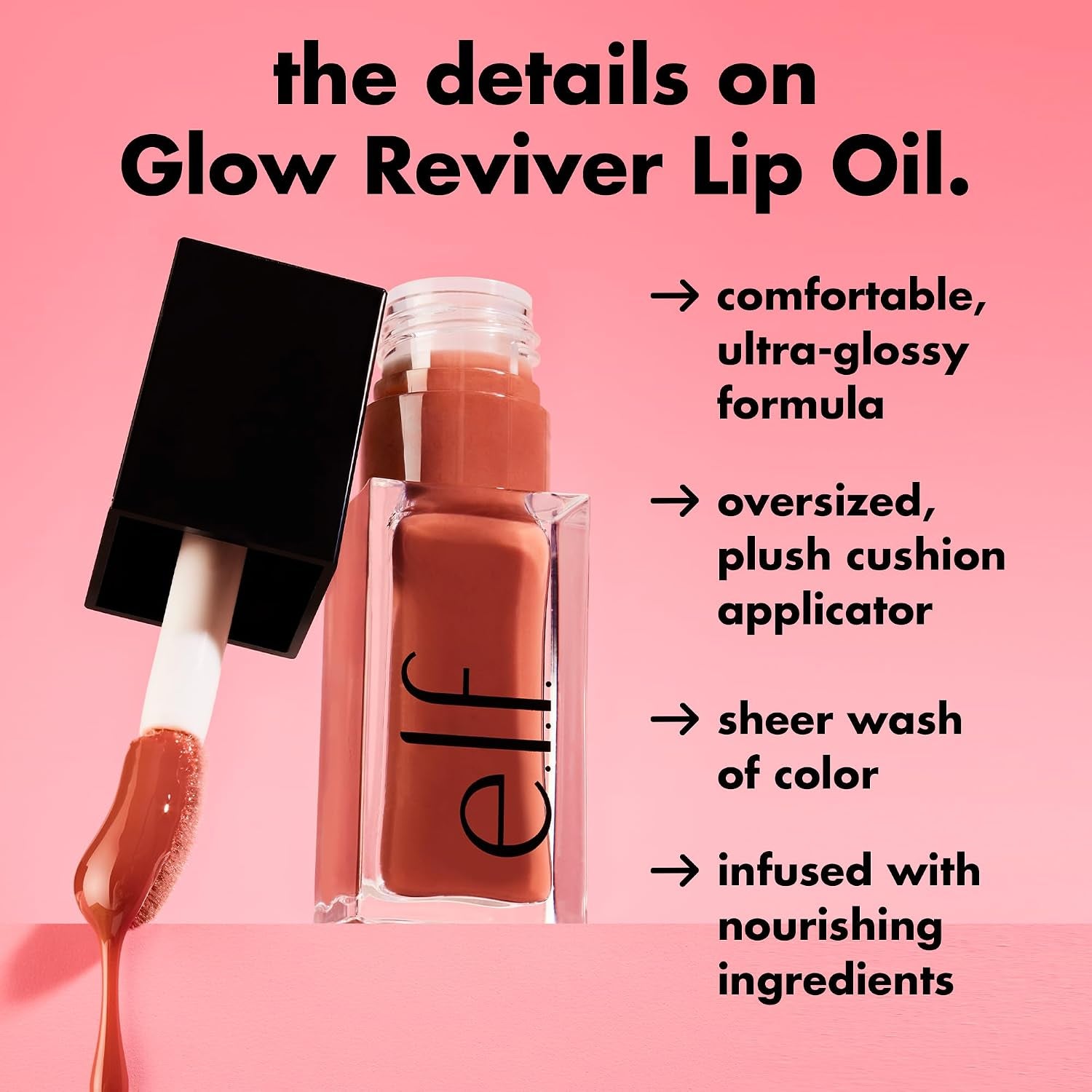 Glow Reviver Lip Oil, Nourishing Tinted Lip Oil for a High-Shine Finish, Infused with Jojoba Oil, Vegan & Cruelty-Free, Jam Session