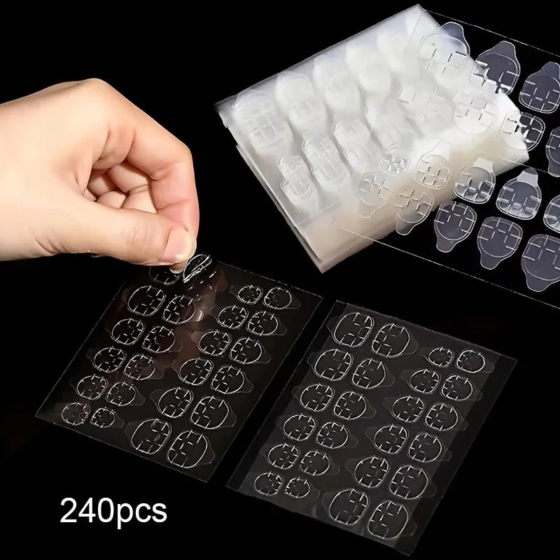 Double-Sided Nail Jelly Glue Transparent Fake Nail Art Tape Glue Sticker DIY Reusable Nail Accessories