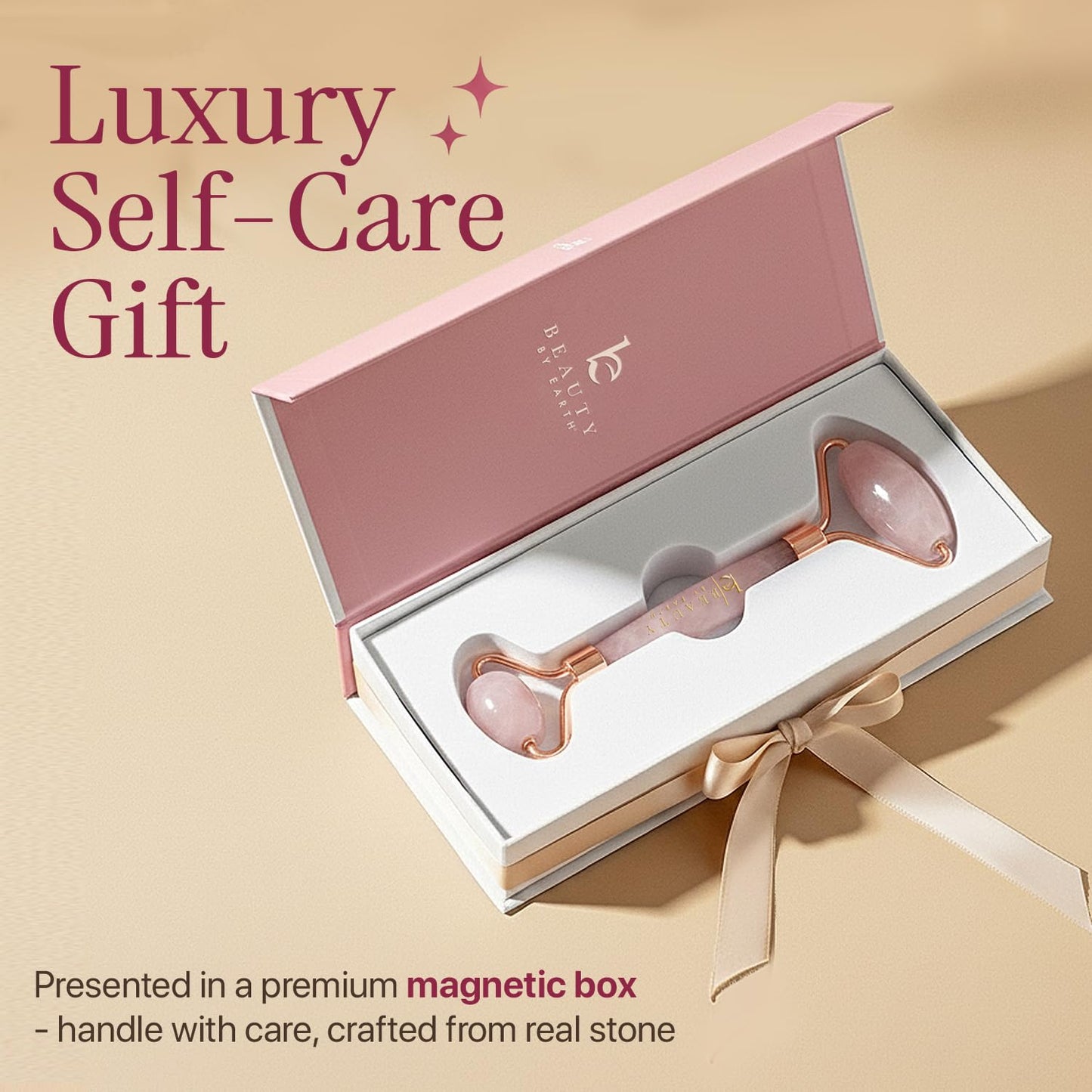 Rose Quartz Face Roller - Relaxation Gifts for Women, Skin Care Tools for Fine Lines and Wrinkles, Teenage Girl Gifts, Beauty Gift Ideas, Face Massager Tools, Facial Tool, Self Care Gift for Women