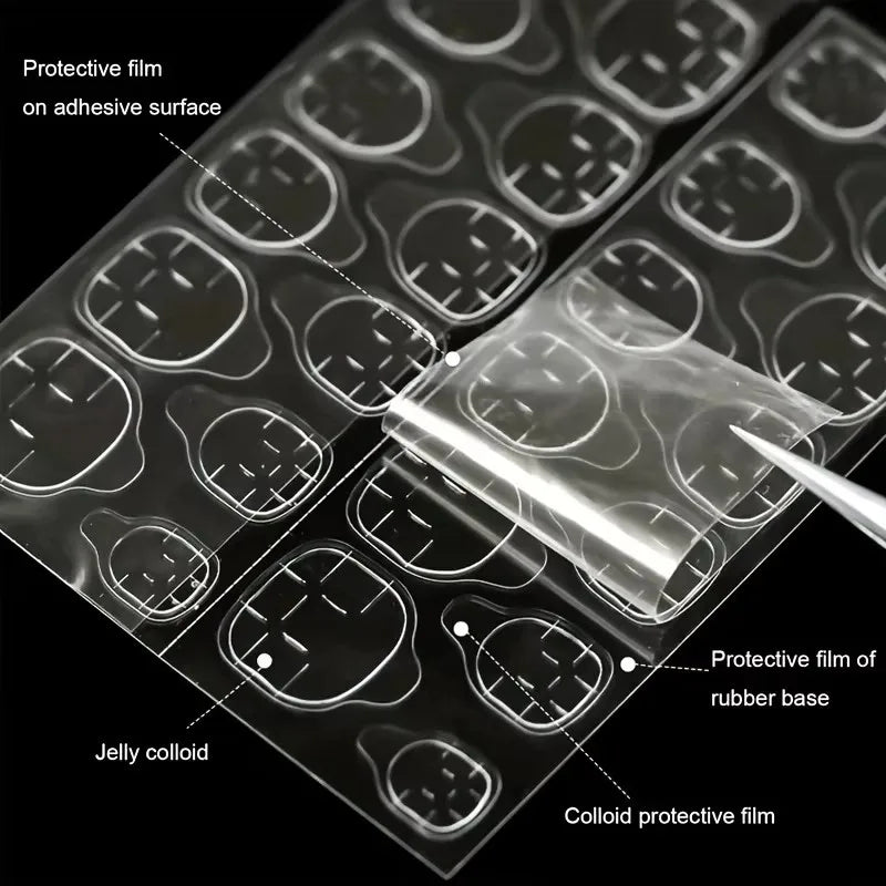 Double-Sided Nail Jelly Glue Transparent Fake Nail Art Tape Glue Sticker DIY Reusable Nail Accessories