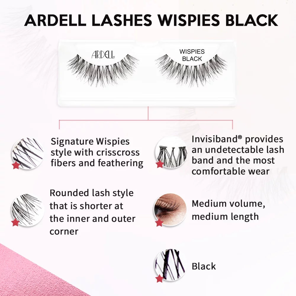 False Eyelashes, Wispies, 6 Pairs, Black