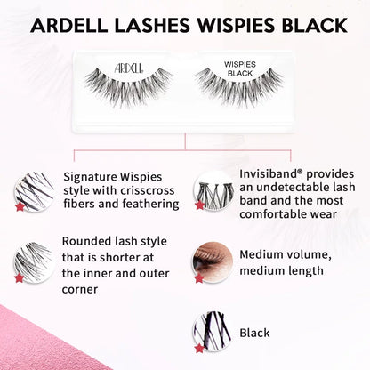 False Eyelashes, Wispies, 6 Pairs, Black