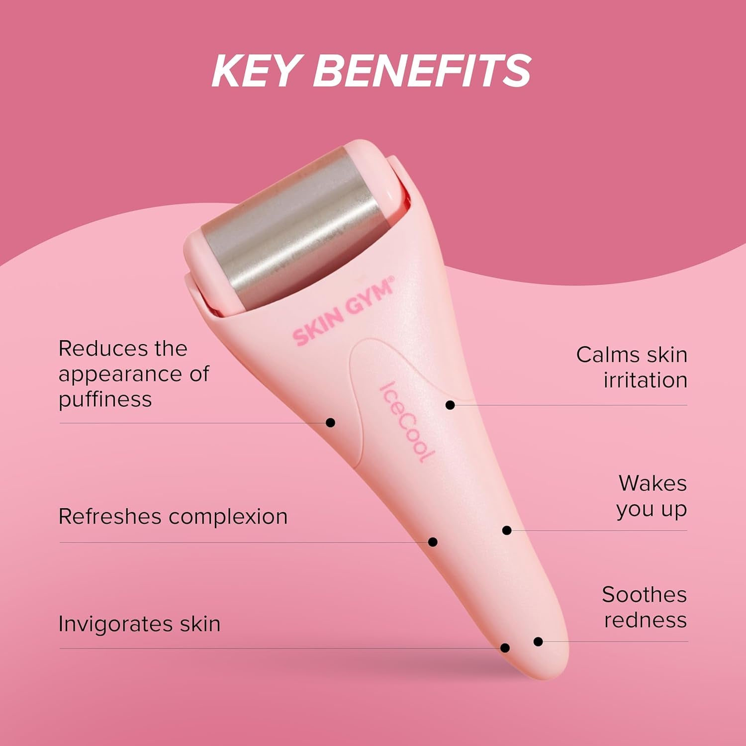 Icecool Stainless Steel Ice Roller for Face | Cryo Facial Ice Roller for Puffiness & Redness Relief | Cold Face Roller to Tighten Pores & Soothe Skin