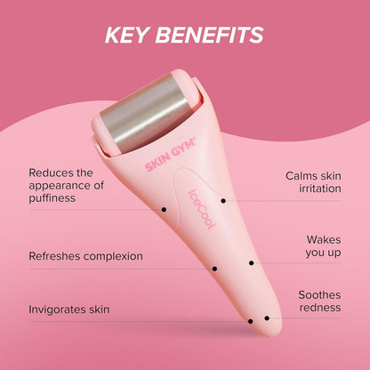 Icecool Stainless Steel Ice Roller for Face | Cryo Facial Ice Roller for Puffiness & Redness Relief | Cold Face Roller to Tighten Pores & Soothe Skin