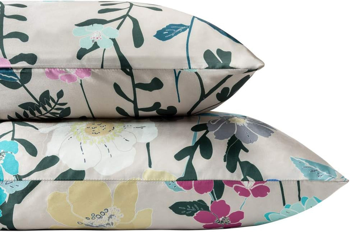 Satin Pillowcase for Hair and Skin. Wrinkle, Fade Resistant. Queen Size Pillowcases Set of 2. Satin Pillow Cases for Women. Silky Floral Pillowcase with Envelope Closure 20X30