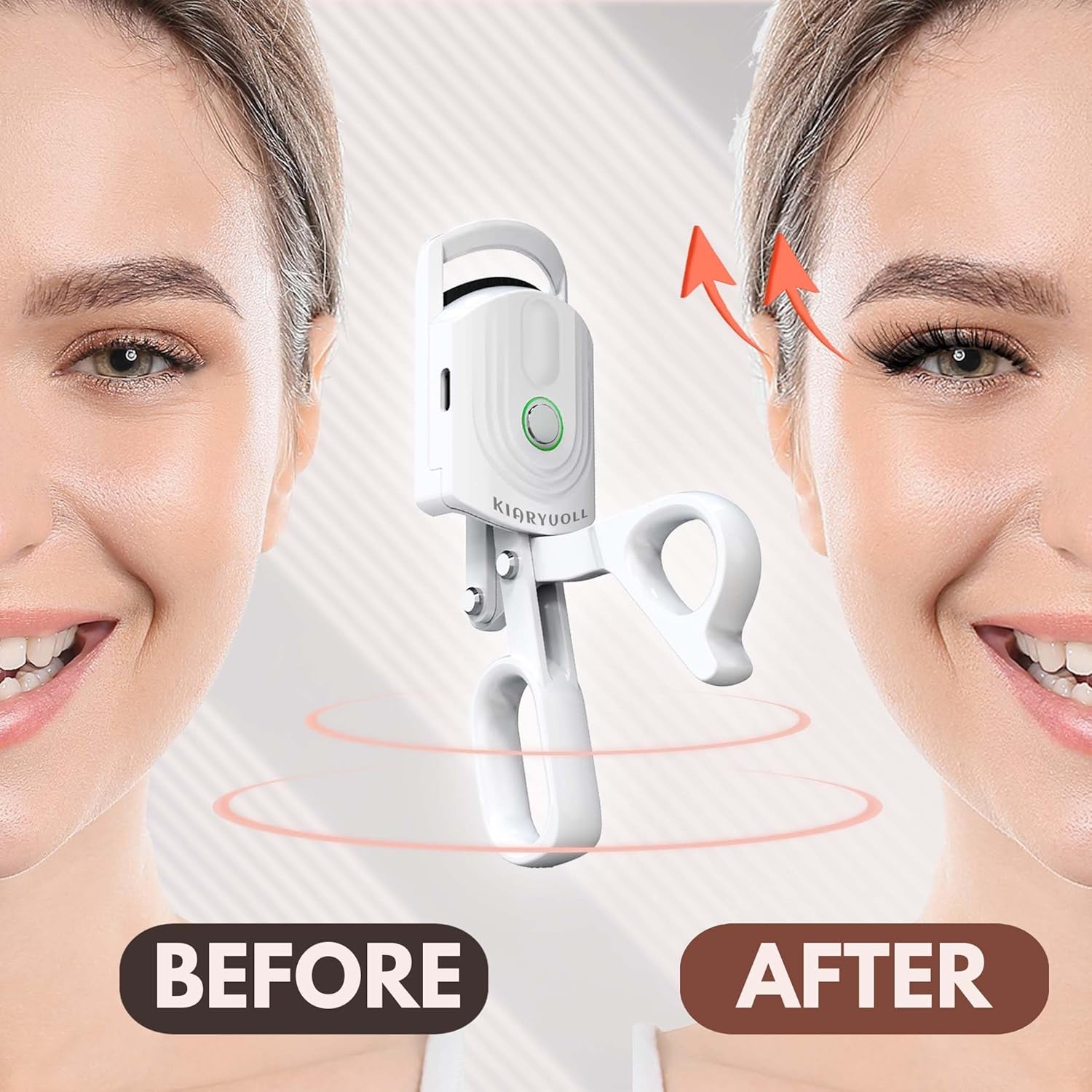 Heated Eyelash Curler - USB Rechargeable Heated Eyelash Curler (Type-C), 3 Heated Modes, Spring Design, Professional Makeup Tool (Colour White)