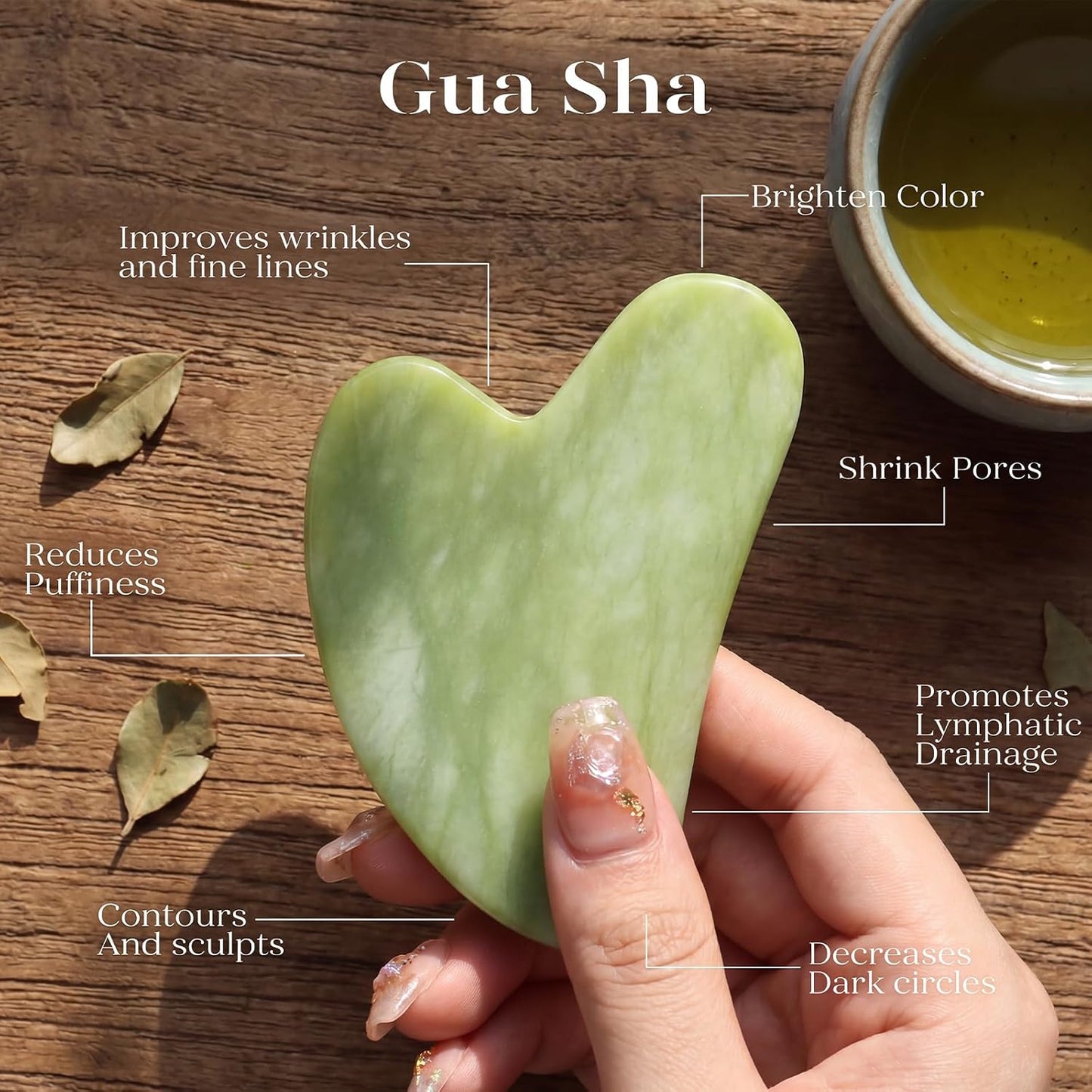 Icyme Jade Face Roller & Gua Sha, Facial Beauty Skin Care Tools, Self Care Gift for Men Women, Massager for Face, Eyes, Neck, Relieve Fine Lines and Wrinkles - Green