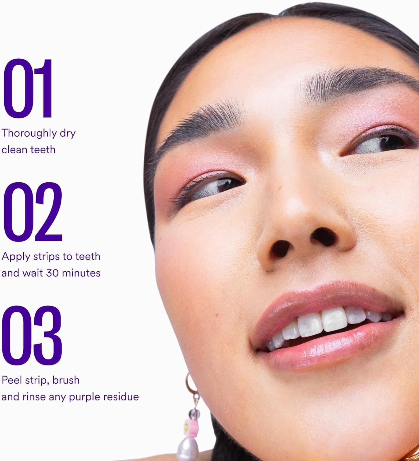 V34 Whitening Strips, Teeth Whitening Strips, Purple Tooth Whitening, Purple Whitening Strips, Tooth Stain Treatment, Combining Whitening and Colour Correction