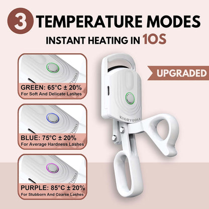 Heated Eyelash Curler - USB Rechargeable Heated Eyelash Curler (Type-C), 3 Heated Modes, Spring Design, Professional Makeup Tool (Colour White)