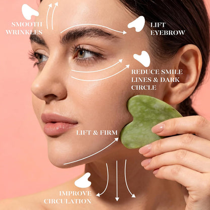 Icyme Jade Face Roller & Gua Sha, Facial Beauty Skin Care Tools, Self Care Gift for Men Women, Massager for Face, Eyes, Neck, Relieve Fine Lines and Wrinkles - Green
