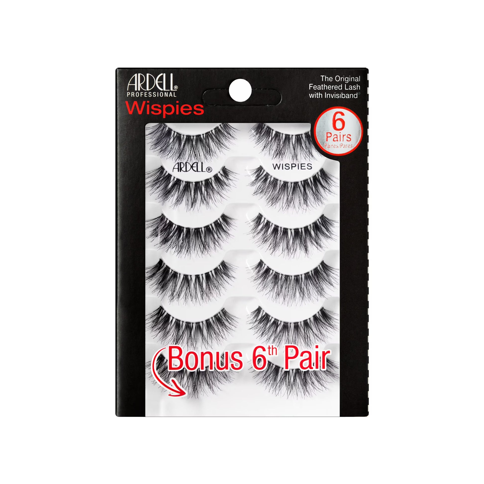 False Eyelashes, Wispies, 6 Pairs, Black