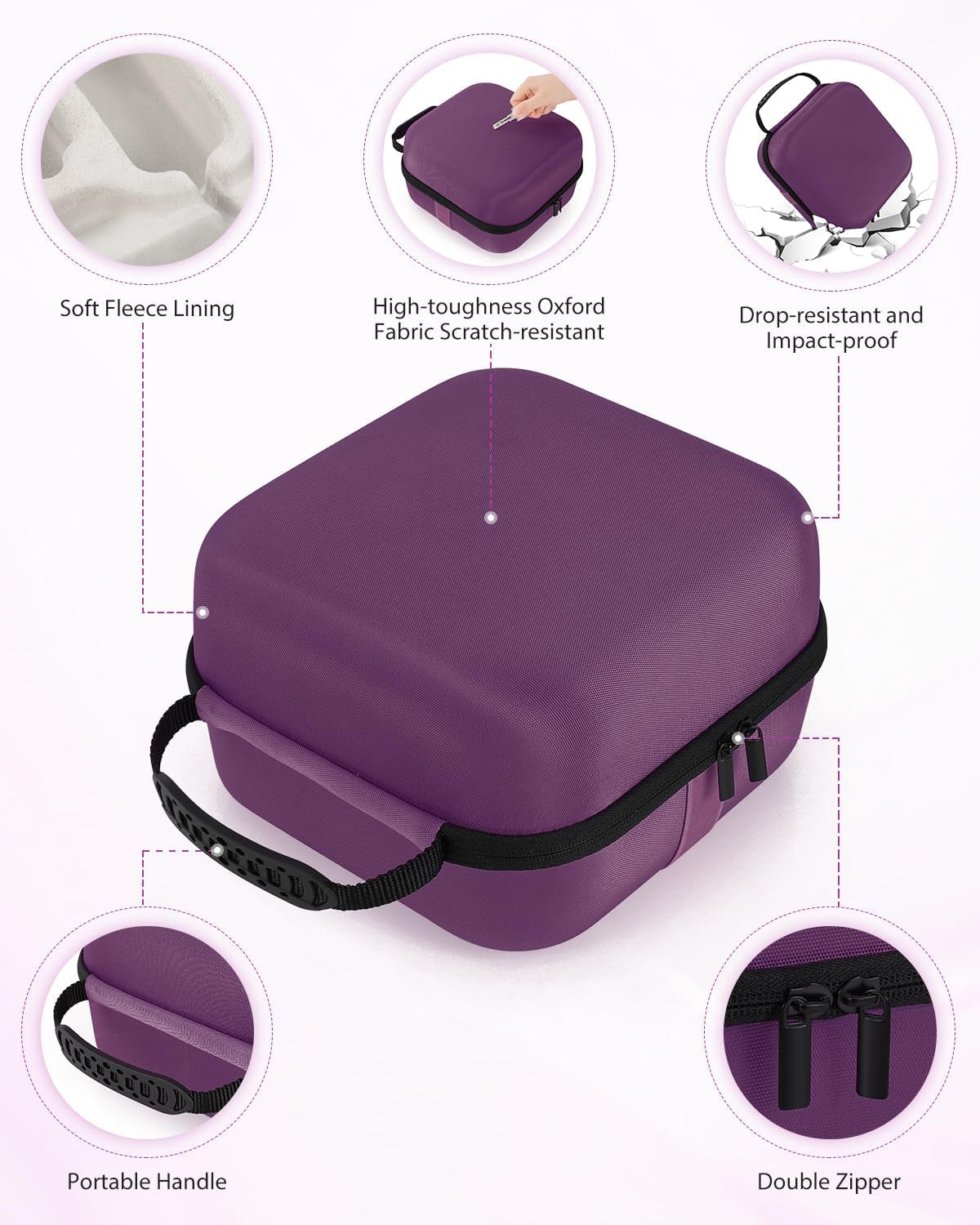 Face Mask Case Compatible with Shark Cryoglow LED Face Mask, Hard Shell Protective & Shock-Absorbing Fleece Lining EVA with Handle for Secure Storage, Travel Carrying (Magenta)